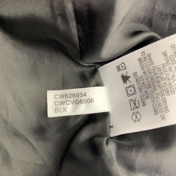 Calvin Klein Fur Trimmed Diamond Quilted 3/4 Length Coat - Black, Size Large - Picture 8 of 12